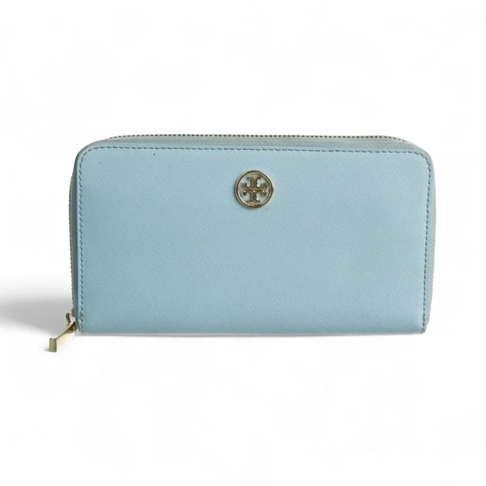 Tory Burch Sky Blue Zip Wallet - Picture 1 of 13